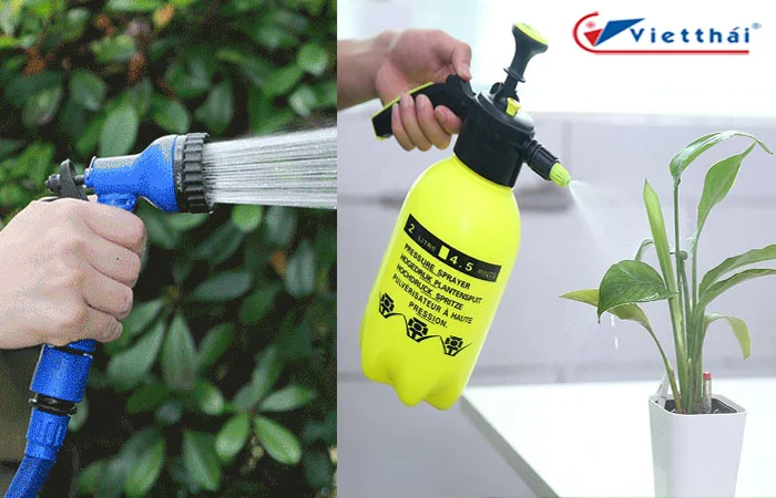 Cách vệ sinh máy lạnh dùng bình hoặc vòi tưới cây sẵn có trong nhà