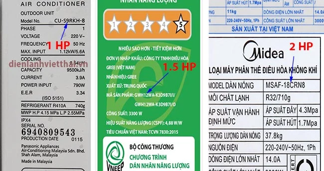 Cách Nhận Biết Máy Lạnh Bao Nhiêu Ngựa Bằng Tem Trên Máy