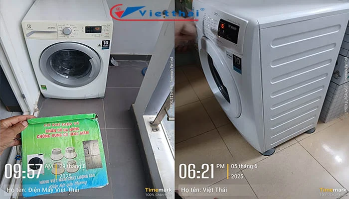 Nếu khách hàng thích kê máy giặt thì việt Thái sẽ tặng bộ chân hít kê máy giặt cao lên cho cao ráo, chắc chắn