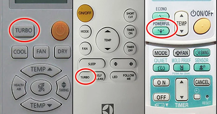 Chế độ làm lạnh nhanh trên remote một số hãng